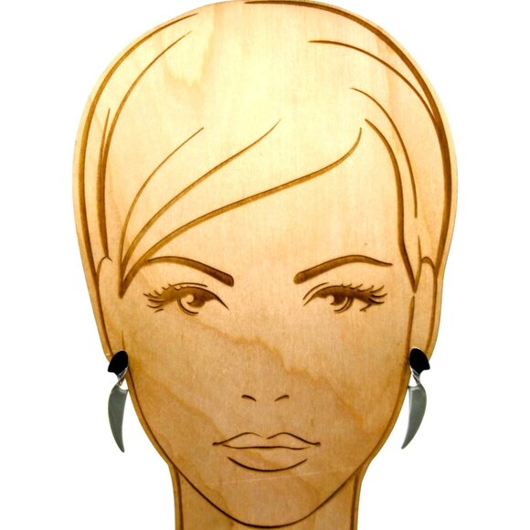 Grey and Black Classy Earrings, Vintage Sleek and Stylish Enamel Drop Clip Ons - Picture 3 of 4